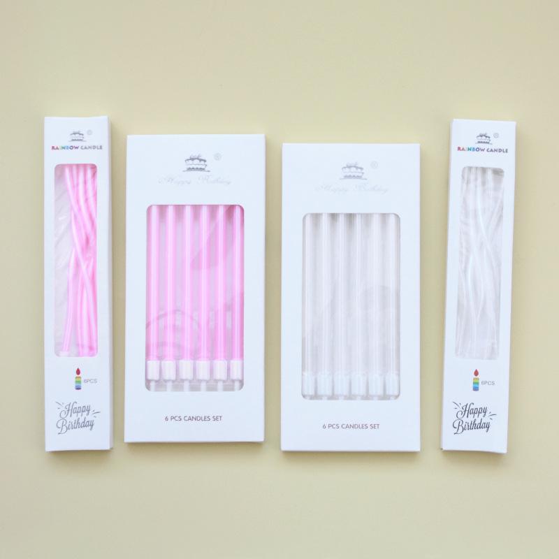 Pearlescent Pink White A8 Straight Pencil Candle Birthday Party Party Curve Pearlescent A15 Candle