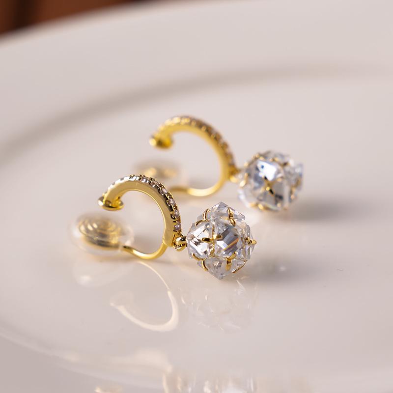Elegant Sparkling Zircon Drop Earrings - Clip-On, No Piercing Needed