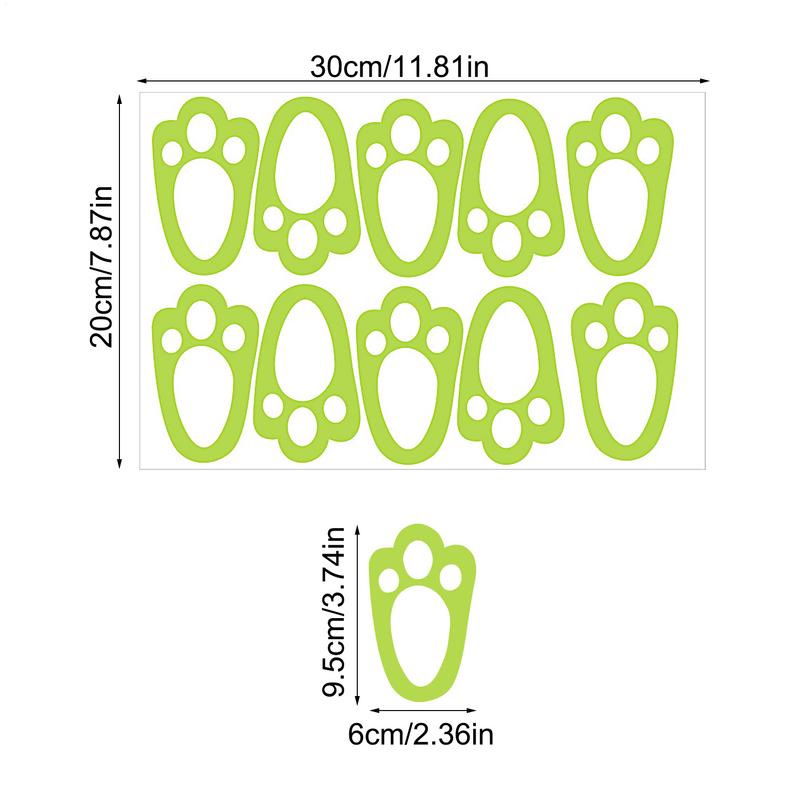 Rabbit Footprint Floor Decals Easter Bunny Feet Print Floor Clings Bunny Paw Print Window Clings Floor Sticker For Easter Home