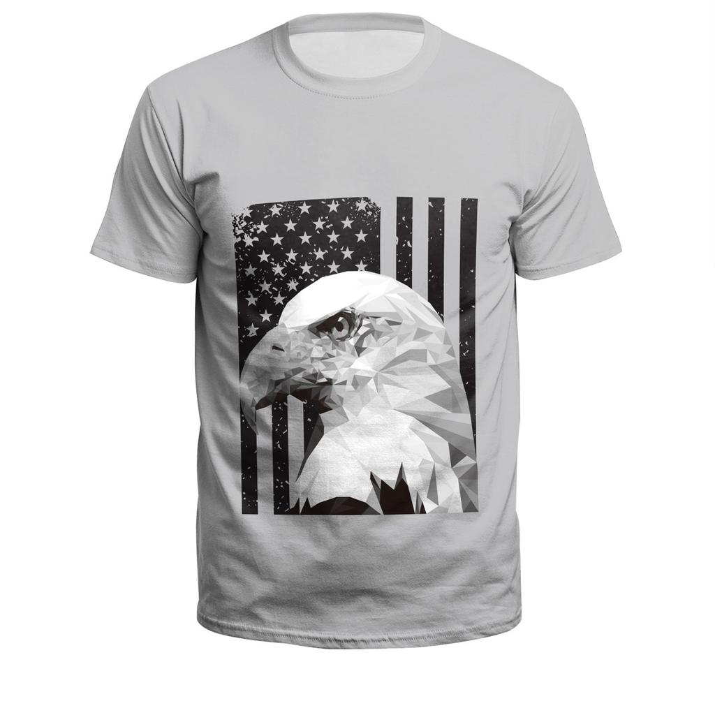 US Independence Day Skull 3D Digital Printed Short Sleeve Round Neck Loose T-shirt for Men