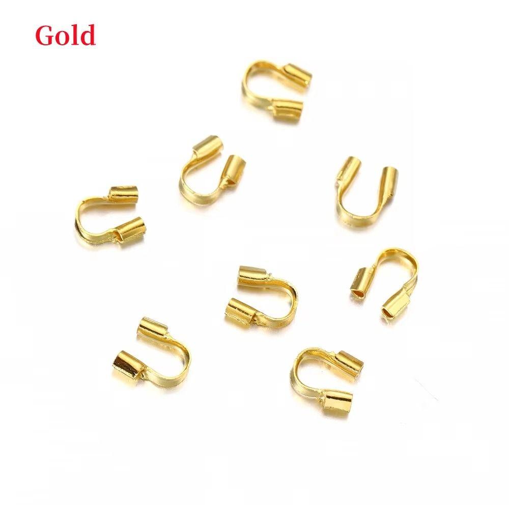 100Pcs U Shape Wire Protectors Loops 14/18K Gold Plating Connector for Jewelry Jewelry