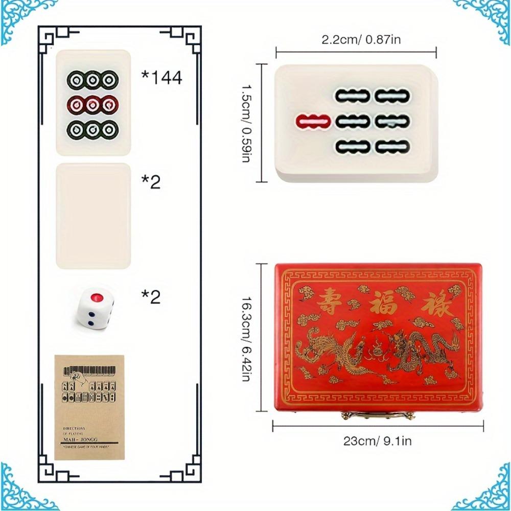 Portable Chinese Mahjong Set with Ornate