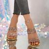 Fashion Women Sandals Summer Square Toe Transparent Heel Sandals Fashion Party Dress Shoes for Woman Shiny Sequins High Heels Sandals
