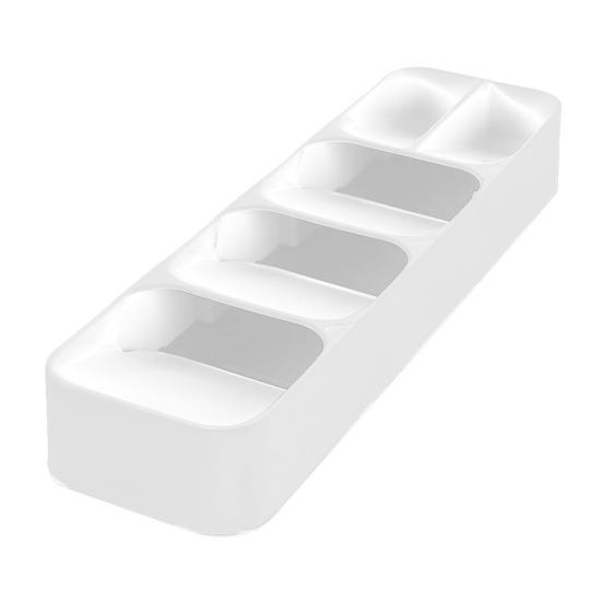 

5-секційний ящик для столових приборів Тримач для столових приборів зі зливом Органайзер для ящика кухонного приладдя Тримач для столових приборів для ложок, ножів, виделок білий