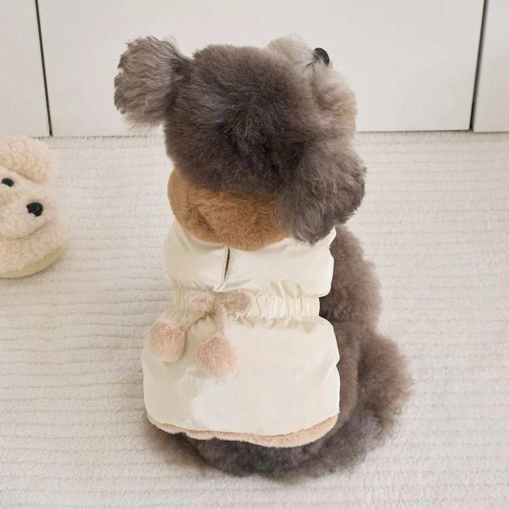 Pom Poms Accents Hooded Dog Vest Thick Fleece Lined Fleece Lined Vest  Outdoor Walks