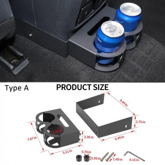 Rear Water Cup Holder Base Removable Dual Storage Organizer For Ford Bronco 4Dr Type-A