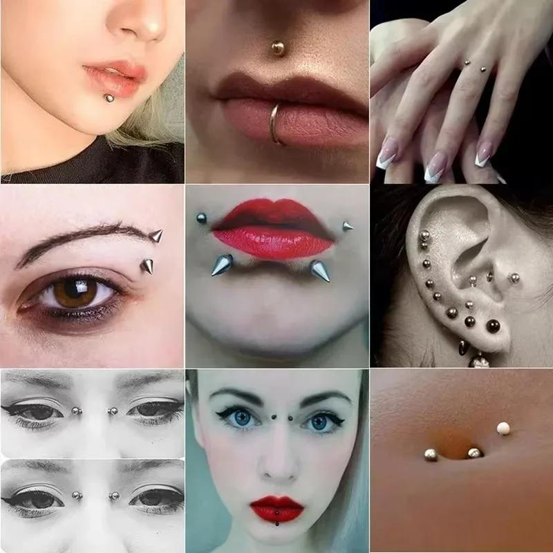 180 Stück Nicht-Piercing Lippen-Nagel-Aufkleber Selbstklebend Wasserdicht Wiederverwendbar Falscher Lippen-Nagel Augenbrauen Nasenring Körper Bauchnabel Schmuck