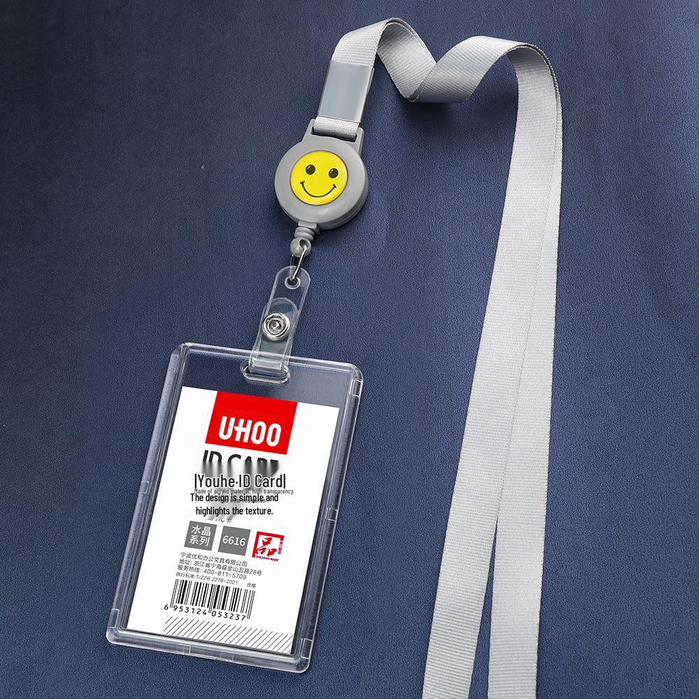 Acrylic Stretchable Badge Holder with Retractable Lanyard for Student or Employee ID Cards