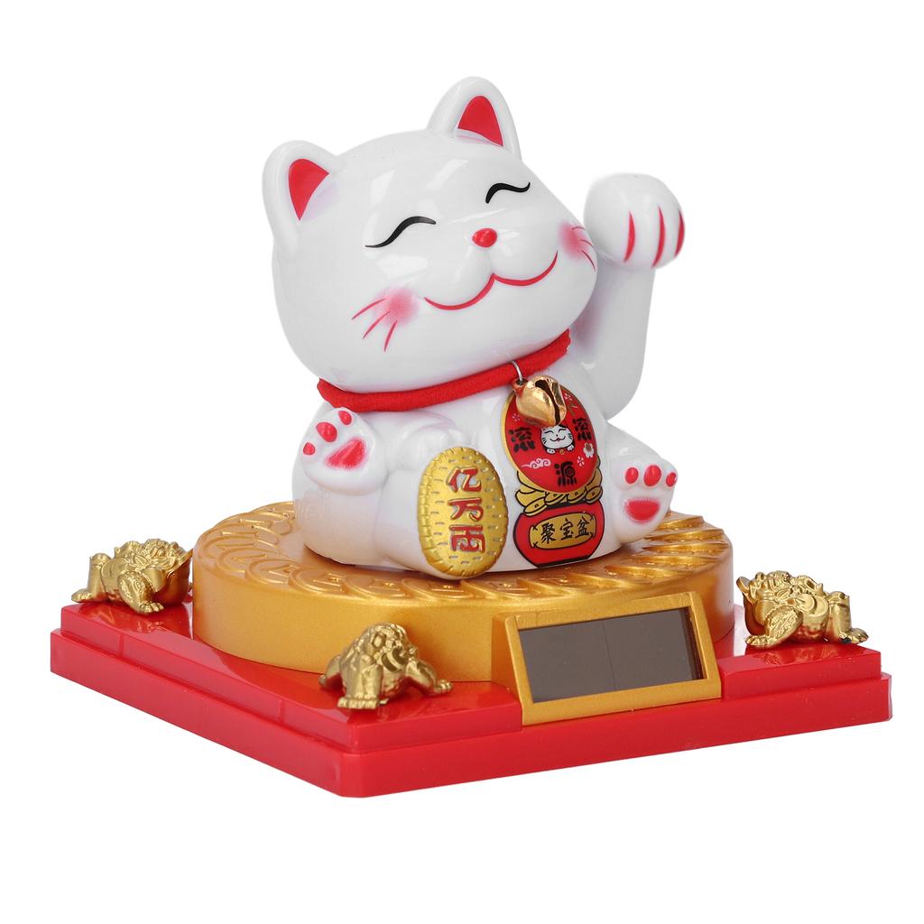 Solar Energy Powered Beckoning Lucky Money Cat Good Luck Feng Shui Lucky Cat Waving Arm for Home