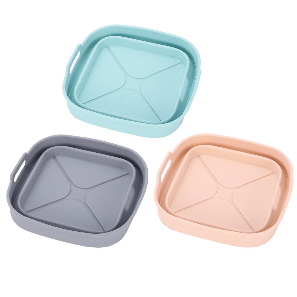High-Temperature Resistant Foldable Silicone Air Fryer Pan with Handle