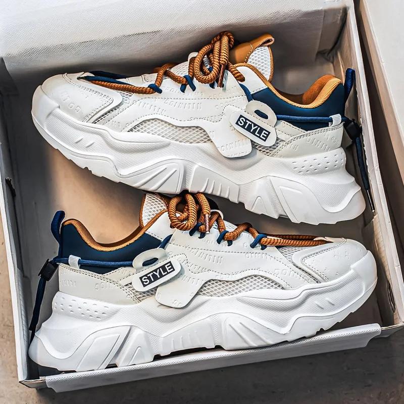 Fashion Men Sneakers  New Mesh Breathable Outdoor Non Slip Running Shoes Fashion Height Increase Lace Up Casual Shoes