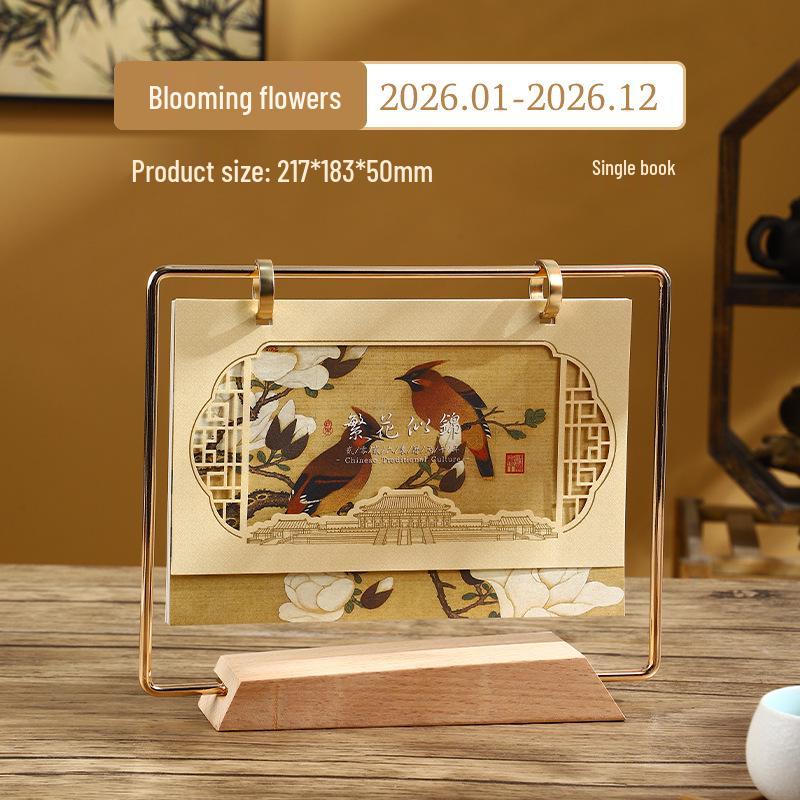 

Premium Metal Frame Wooden Desk Calendar 2026 - Year of the Horse Creative Desktop Ornament and Monthly Business Gift Calendar.