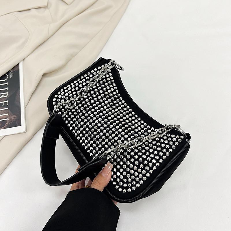 Chic Diamond-studded Shoulder Bag Trendy Spring 2024 Fashion Street Style