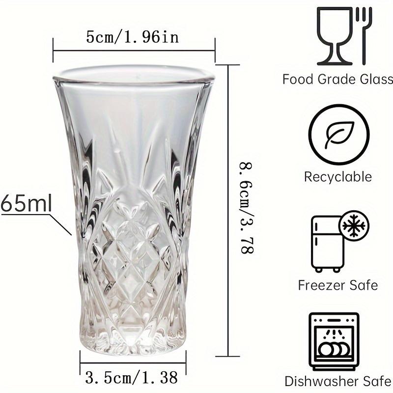 2/4/6pcs/Set Diamond Glass Tequila Shot Glasses, 65ml/2.2oz, Heavy Base, Multipurpose Reusable Glassware, Recyclable, Hand Wash