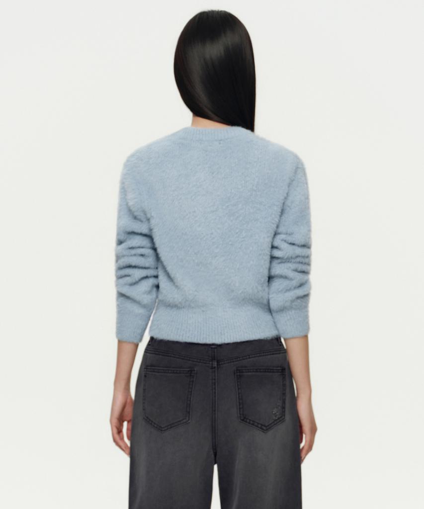 MUSINSA STANDARD WOMAN Women'S Fuzzy Crew Neck Knit [Blue Grey]