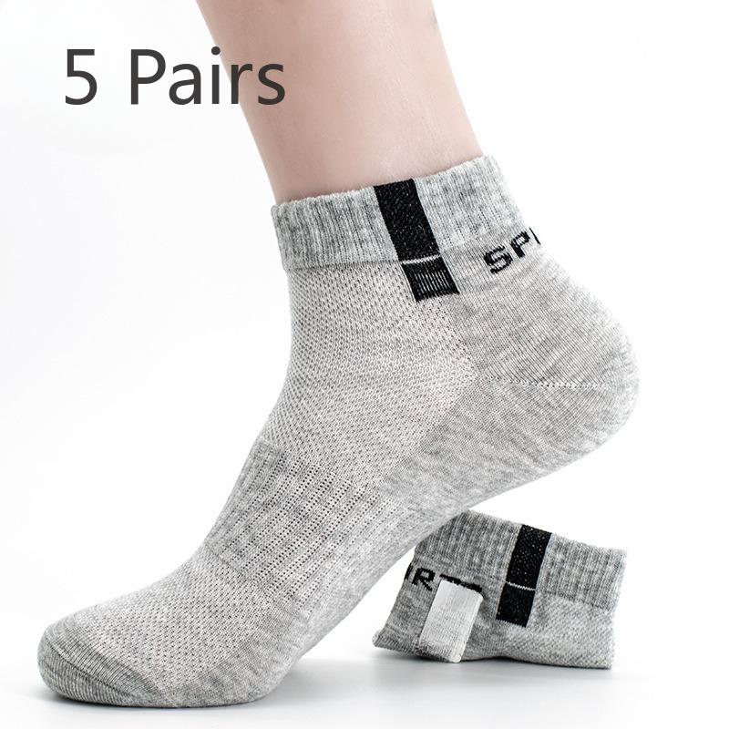 

5 пар мужских летних носков из чистого хлопка, сетчатые, дышащие, спортивные и повседневные, универсальные, короткие 5 Pairs чёрный