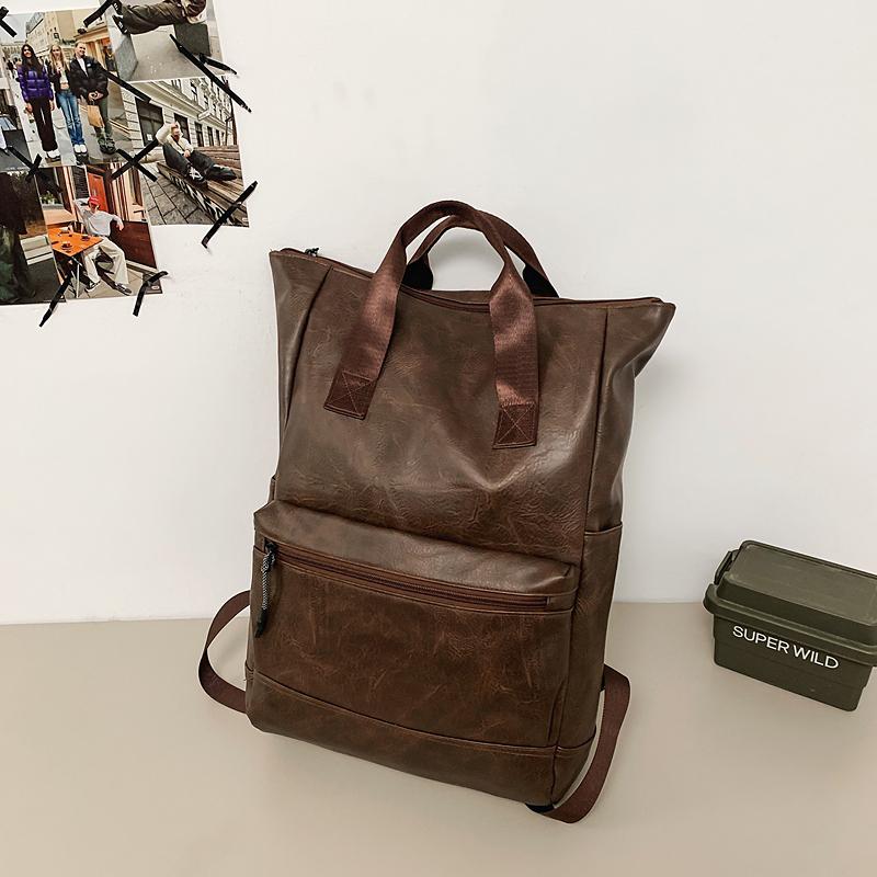 PU Backpack Men's Laptop Backpack Student Travel Commuter Bag