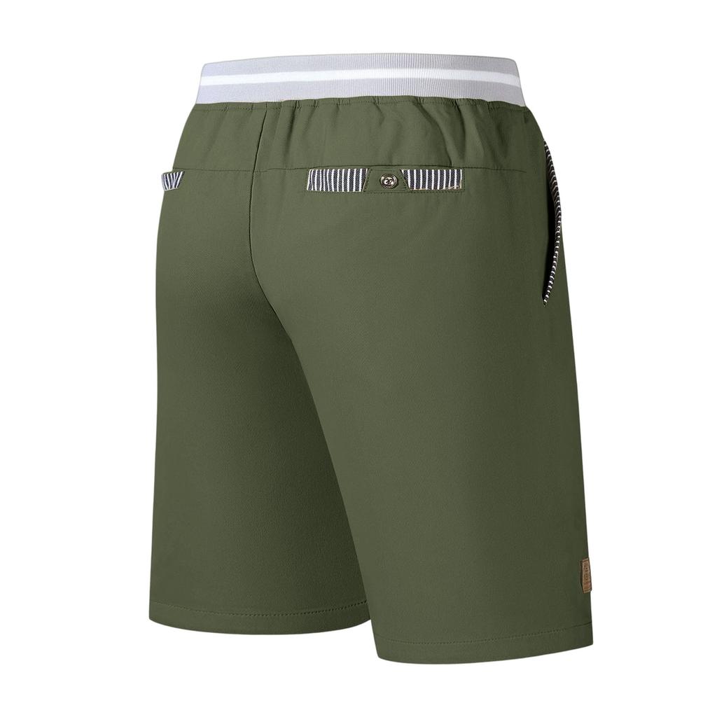 Mens Casual Knee Length Shorts Relaxed Fit Drawstring Waistband Lightweight Fabric with Multiple Pockets for Outdoor Activities Beachwear