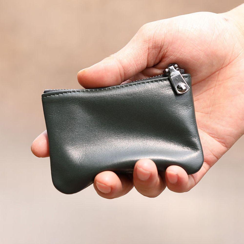 Simple Ultra Soft Coin Purse Retro Waterproof Zipper Wallet Lightweight Credit Card Holder Coin Storage