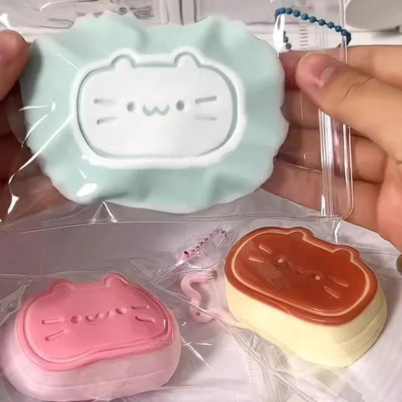 Cute Pudding Cat Mochi Squishy, Cheese Kitty Stress Relief Squeeze Toy, Soft Fidget Sensory Toy For Kids Adults
