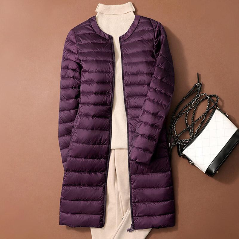 Winter Duck Down Jackets Women Long Ultra Light Coat Casual Slim Black Thin Autumn Parkas