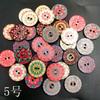 Wooden Buttons, Vintage Button Decorations, Children'S Painted Printed Diy Double-Hole Buttons, 100 Pieces Per Pack