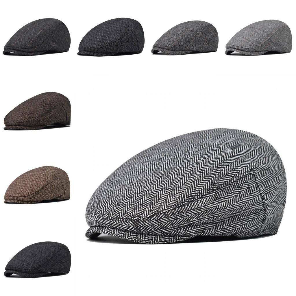 Pattern Cotton Lattice Beret  Hat For Men With Adjustable Casual Outdoor Travel