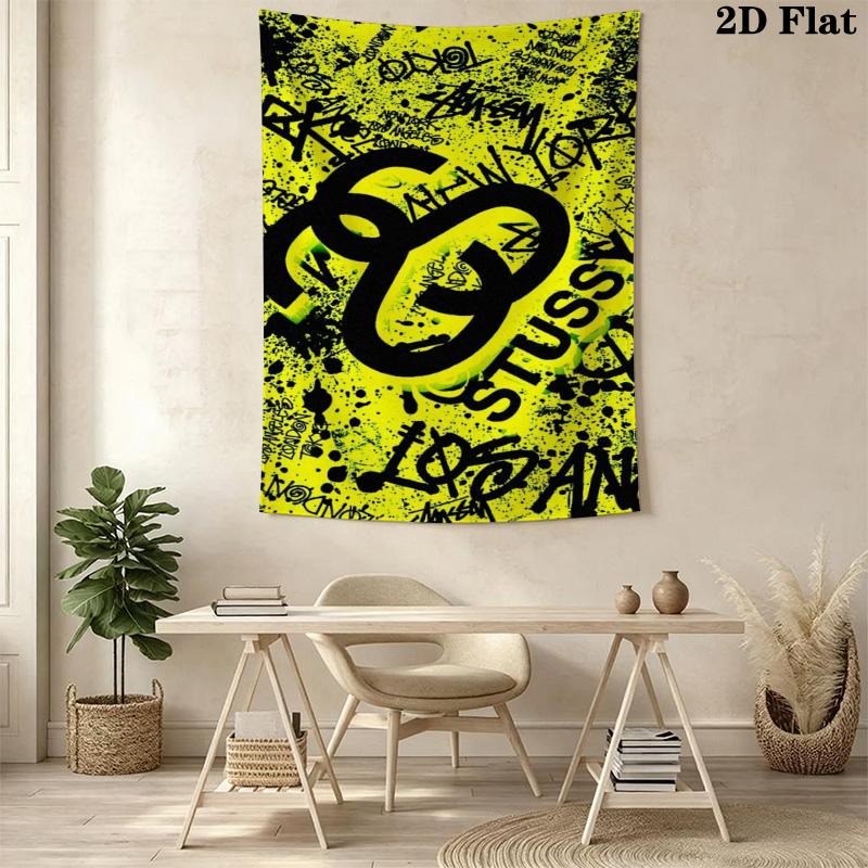 Blue Sky Palm Tree Tapestry, Low Angle Tropical Palm Scenery Street Signature Logo Wall Hanging