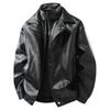 Men's leather jacket, new PU leather motorcycle fleece-lined loose versatile trendy leather jacket for men