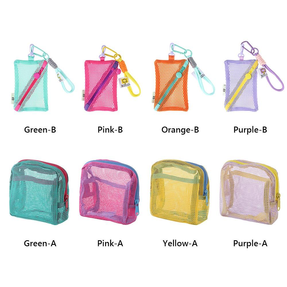 Portable Mesh Cosmetic Bag Dopamine Color Storage Makeup Case Women Mesh Toiletry Storage Pouch Organizer