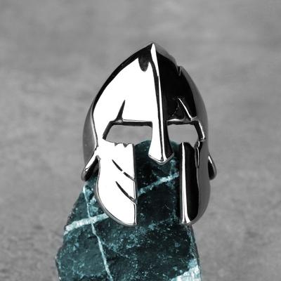 Anello Viking Warrior Mask in Acciaio Inossidabile 316L HNSP per Uomo Stile Punk Dita Zircone Accessori
