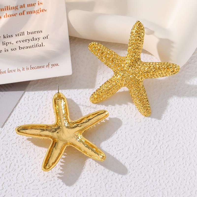 Summer New Starfish Earrings Alloy Earrings Trendy Girl Metal Feeling Cool Ocean Style Jewelry