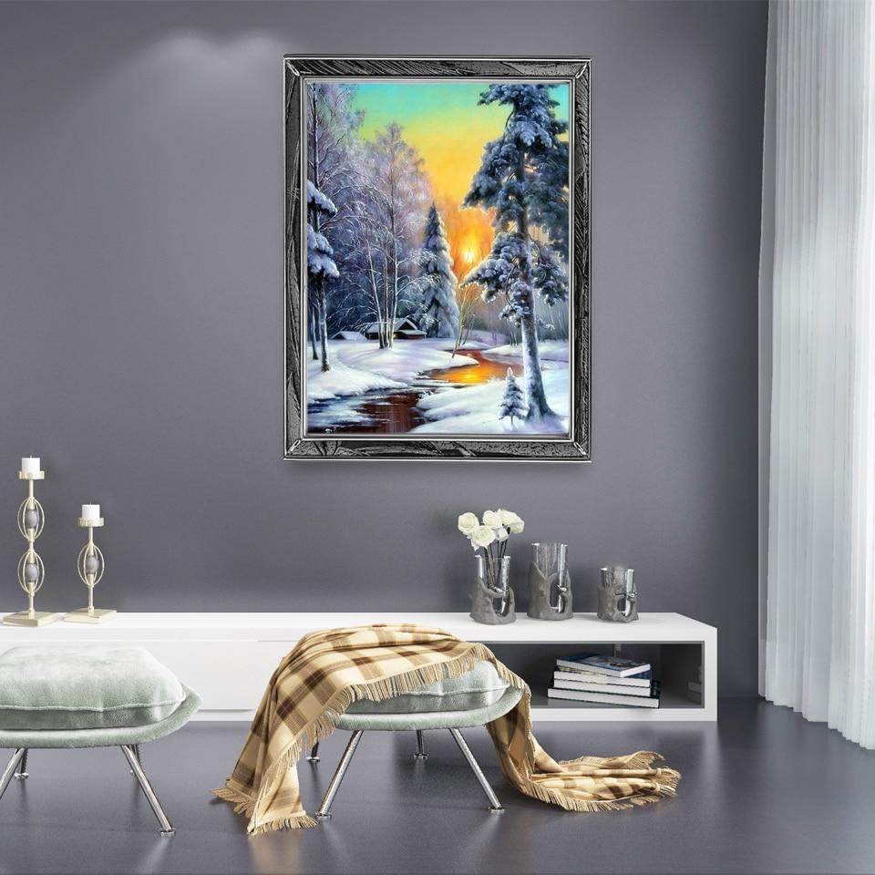 5D Diamond Embroidery Landscape Cross Stitch Winter Snow Scenery Diamond Painting Full Square Round Drill Mosaic Home Decor Gift