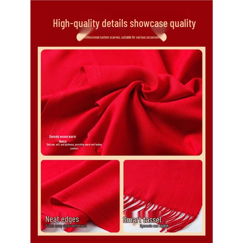 Custom Embroidered Red Scarf: Thick Neck Warmer for Autumn/Winter Team Gatherings