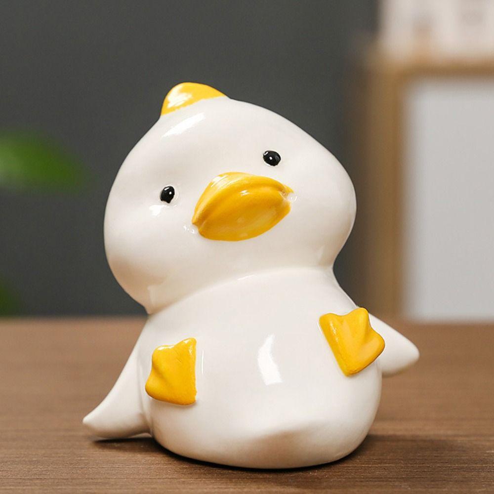 Ceramic Duck Miniature Figurine Statue Pet Duck Landscape Decoration Kids Birthday Gift