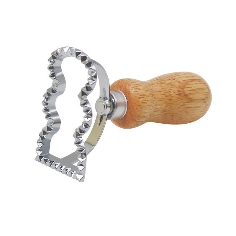Zinc Alloy Biscuit and Dumpling Edge Embossing Cutter with Wooden Handle