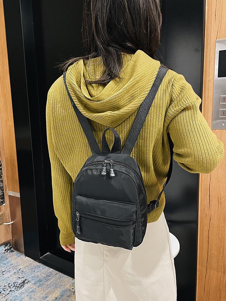 Fashion Solid Color Backpack Women Nylon Knapsack Preppy Style Mini Rucksacks