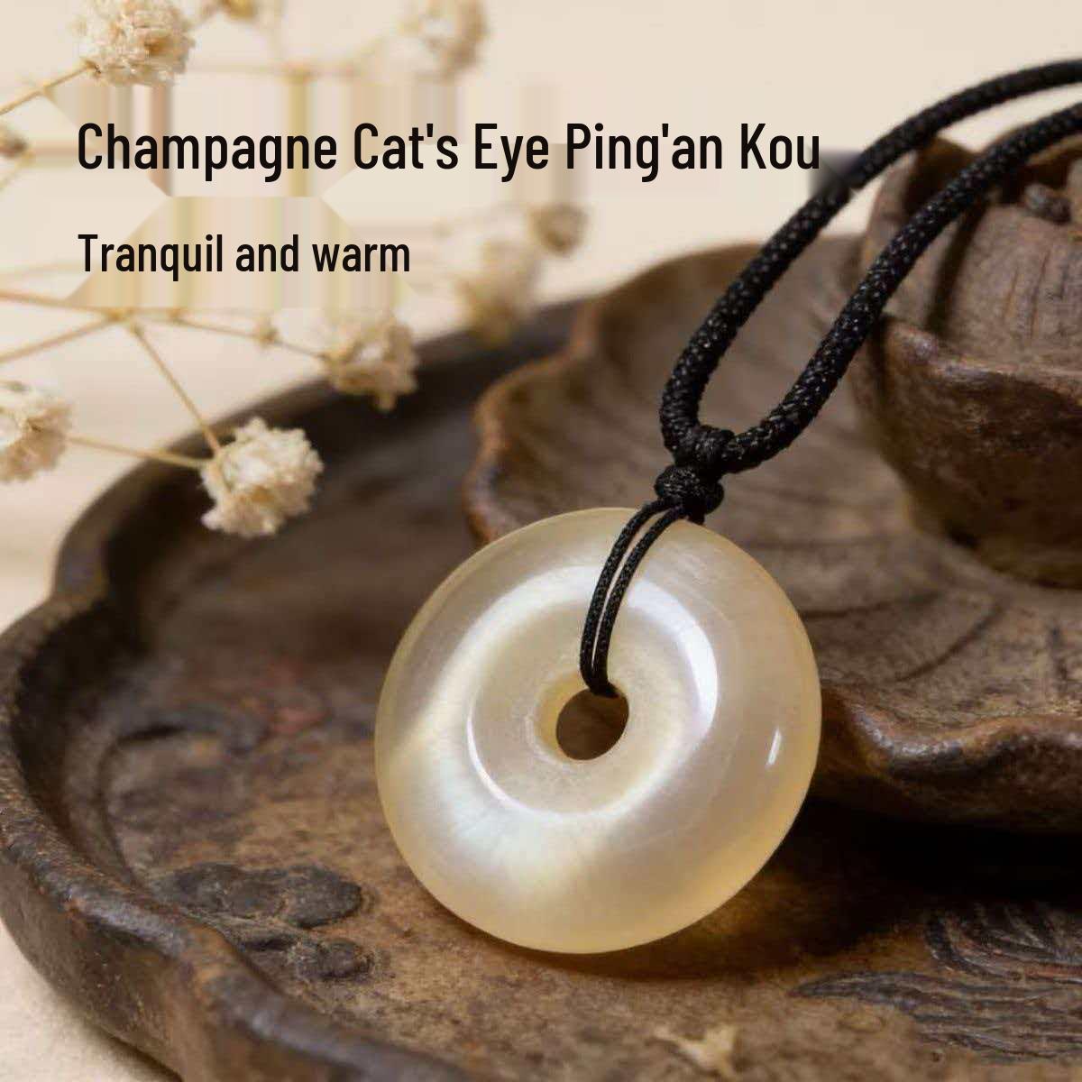 Ancient Style Cat Eye Ping An Kou Pendant Necklace Ping An Kou