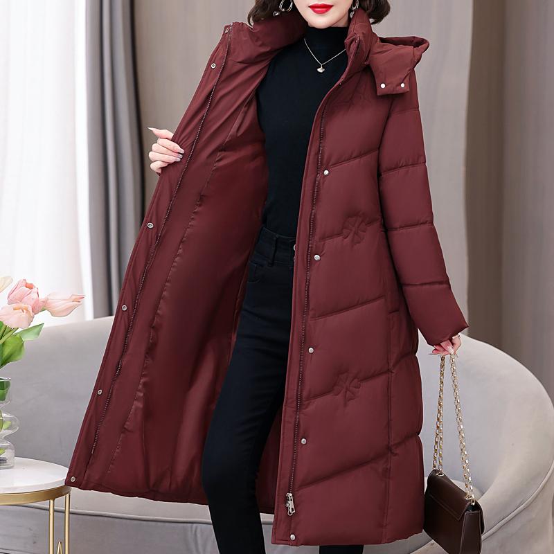 Plus Size XL-5XL Fashion Winter Woman Long Parkas Hooded Thick Warm Jacket Loose Middle Age Women's Coats