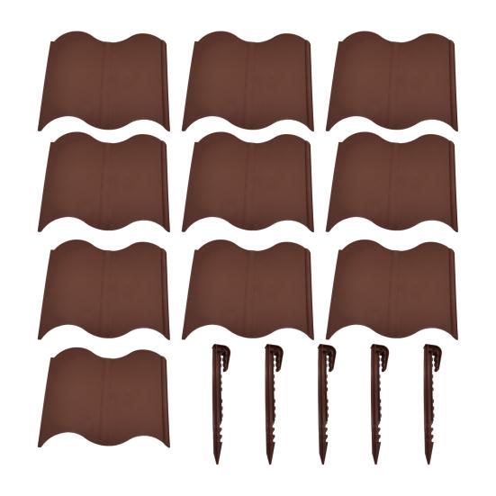 Garden Edging Border No-Dig Design Landscaping Edging Interlocking Plastic Edging Panels with Stakes for Lawn Flower Bed Fence Borders