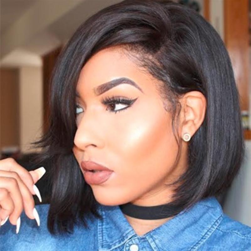 Gerade Bob-Perücke mit Seitenteil-Pony, synthetische Bob-Perücken für Damen, Party, täglicher Gebrauch, schulterlang, hitzebeständige Faser