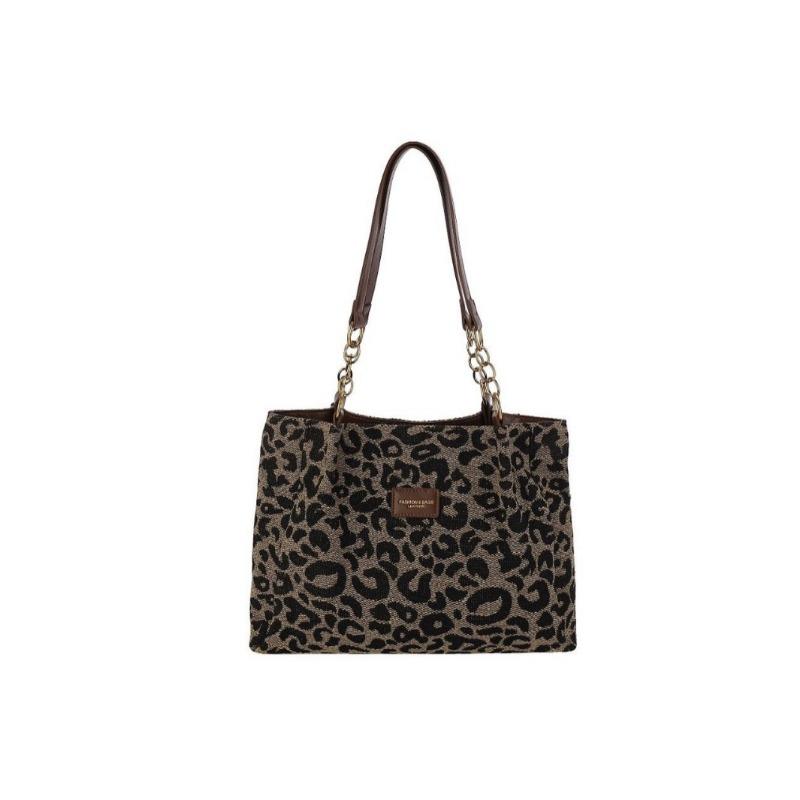 Women's bag retro casual leopard print shoulder armpit bag large capacity tote bag trendy women's backpack