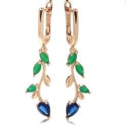 Wish champagne gold leaf sapphire blue water drop ear buckle simple niche elegant ear buckle