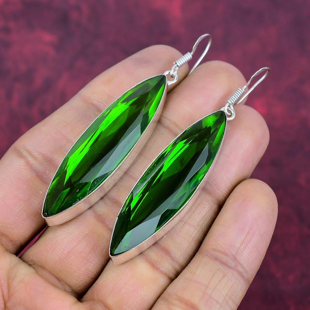 Peridot Earrings Gemstone Jewelry, 925 Solid Sterling Silver Earrings, Handmade Jewelry Birthstone Earrings, Gift For Him