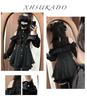 Cute Heart Long Detachable Ribbon Lolita Size L [XHSUKADO] Women's Open-Shoulder Dress, Back, Stand-Up Collar, Sleeves, Brooch, Ruffles, Lace, A-Line,