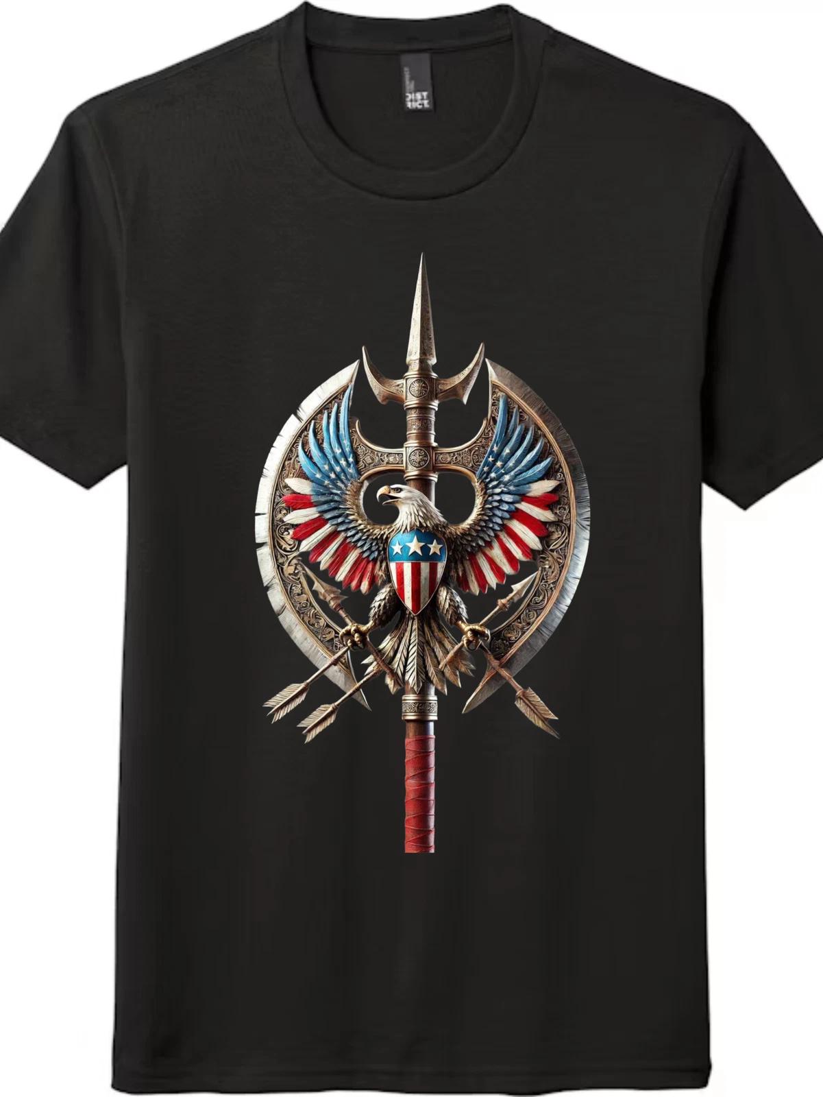 Patriotic Bald Eagle Battle Axe T-Shirt - Unisex 4th of July Tee 4XL