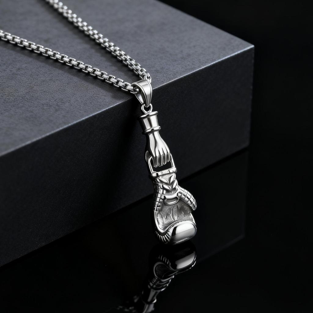 Retro Hip Hop Boxing Gloves Pendant Fashion Stainless Steel Necklace for Men Fitness Sports Punk Jewelry Accessories Gifts