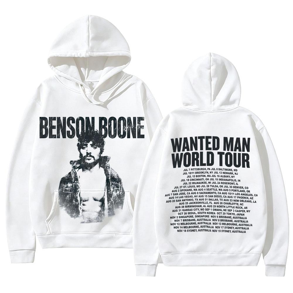 Benson Boone Merch Sweatshirts Wanted Man Asche Hoodie Mode High Street Kapuzenpullover Unisex Vintage Ästhetik Grafikdruck Pullover