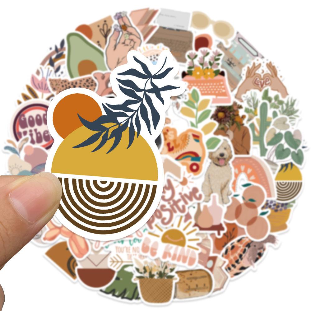 50 Small Fresh Boho Graffiti Stickers Trolley Case Guitar Scooter Water Cup Waterproof Stickers