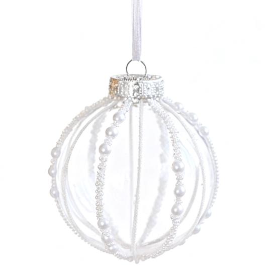 Christmas Ball Ornament Faux Pearls Tree Decoration Festive Hanging Baubles with Rope Home Store Decor